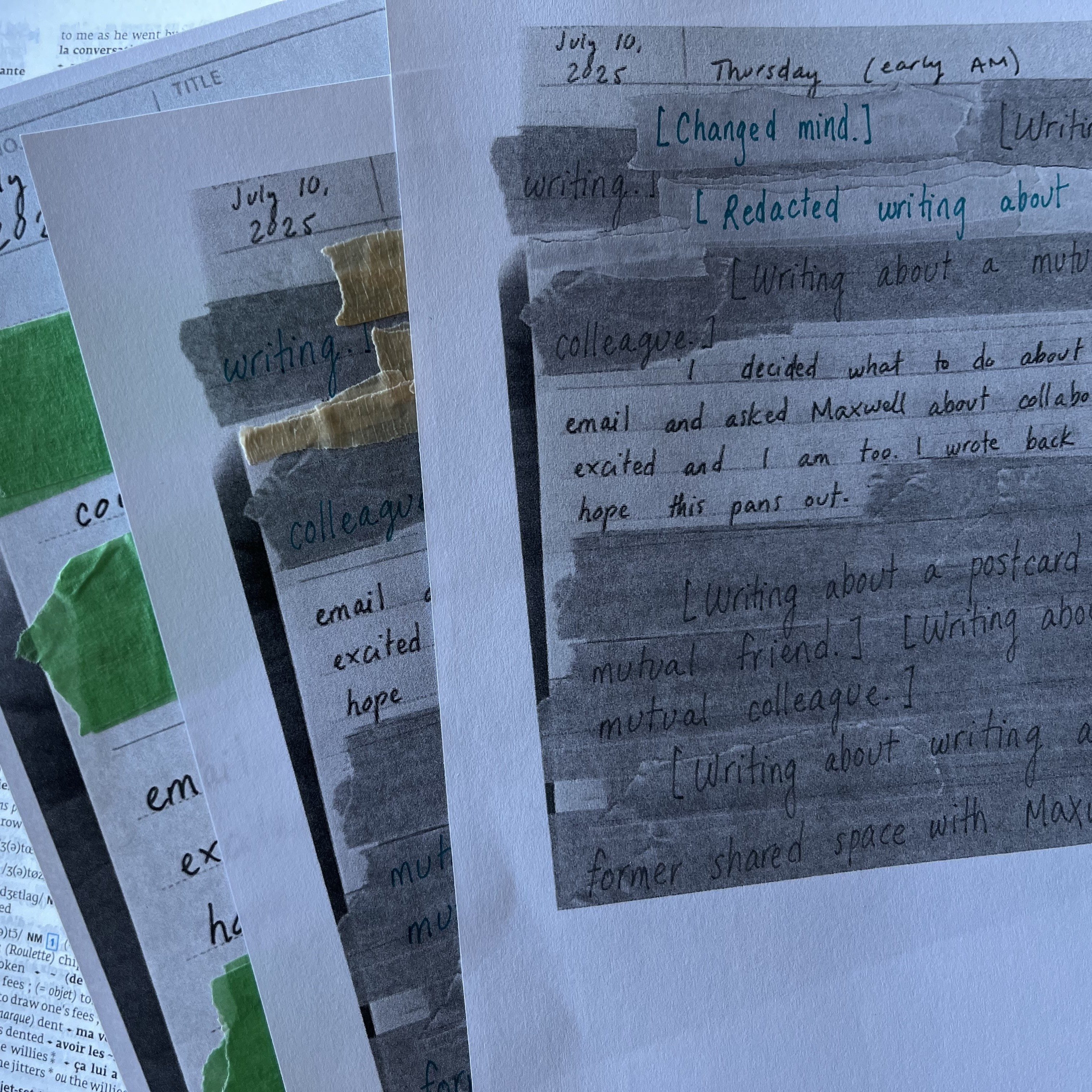 The image presents a textual collage symbolizing layers of nuance and meaning