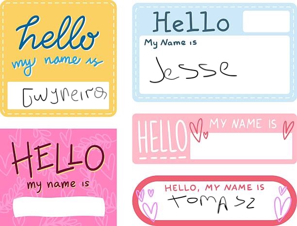 This image shows a number of name tags showing the editors' names.